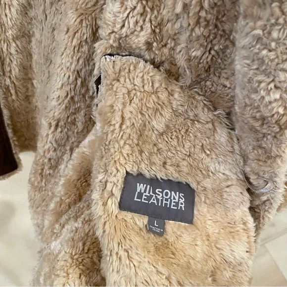 ✨SOLD✨ Vintage Suede Leather Penny Lane Longline Faux Fur Lined Collared Coat - Picture 4 of 6